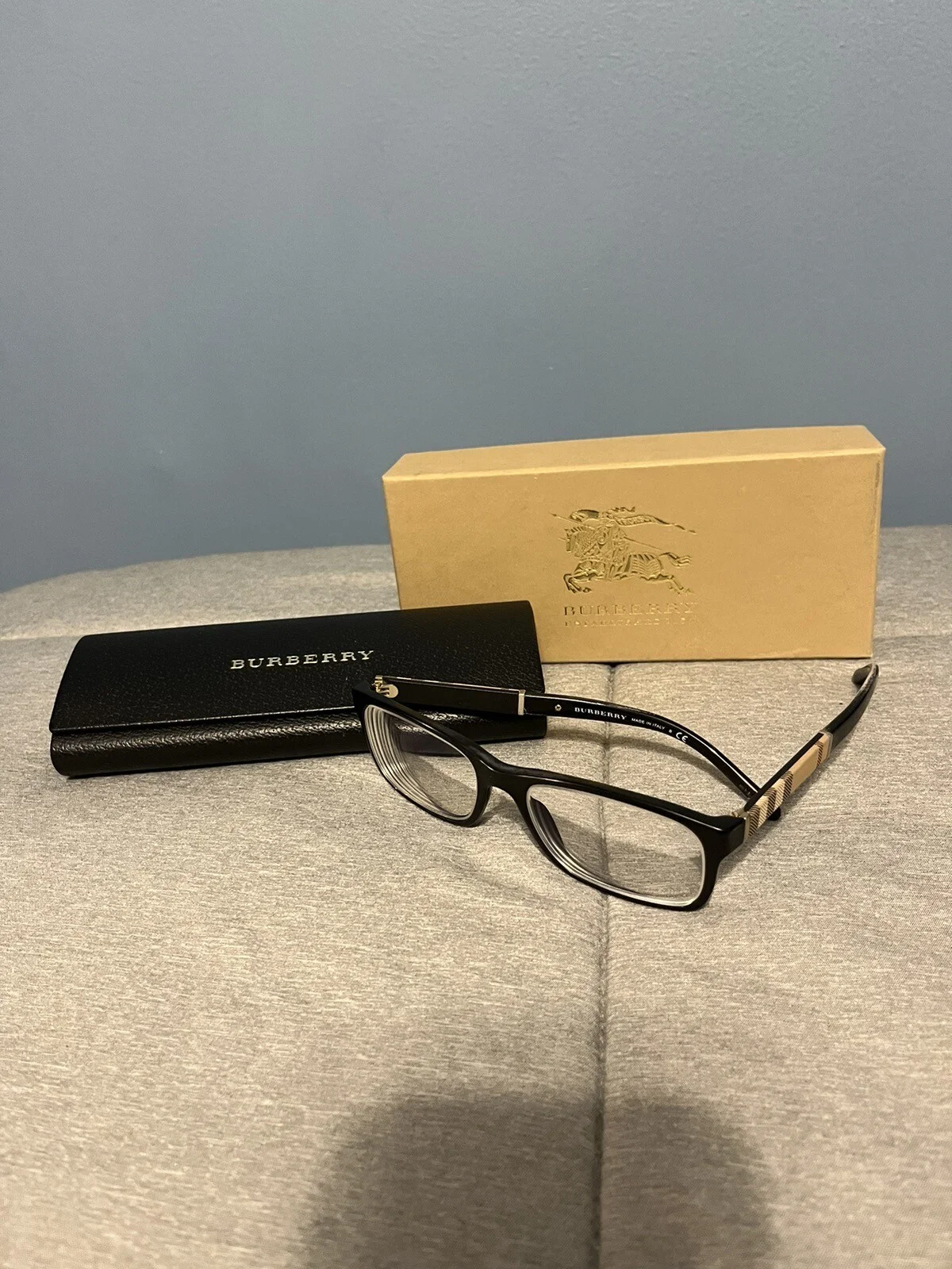 Burberry Eyeglasses Designer Men Black Frames Rx OG Box With Authenticity Card